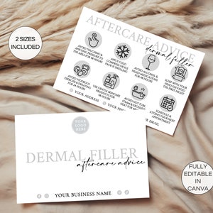 Carte modifiable de soin après-vente pour produits de comblement, instructions d'entretien imprimables, modèle de toile d'esthéticienne, modèle de soins de la peau. FT-05