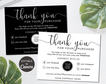 Small Business Thank You Card Template, Editable Thank You Cards Business Inserts, Printable Thank You For Order Packaging Insert. TDS-05