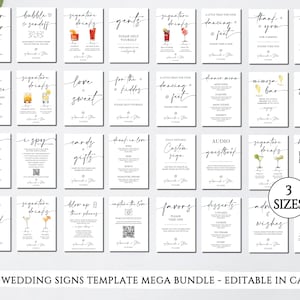 Minimalist Wedding Sign Bundle, Modern Wedding Signage Bundle, Editable Wedding Signs Canva Template, +100 Wedding Reception Signs Set image 10