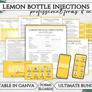 Lemon Bottle Injections Forms Bundle, Editable Fat Dissolving Client Consent Form, Printable Lemon Bottle Aftercare Card Template. TDS-05