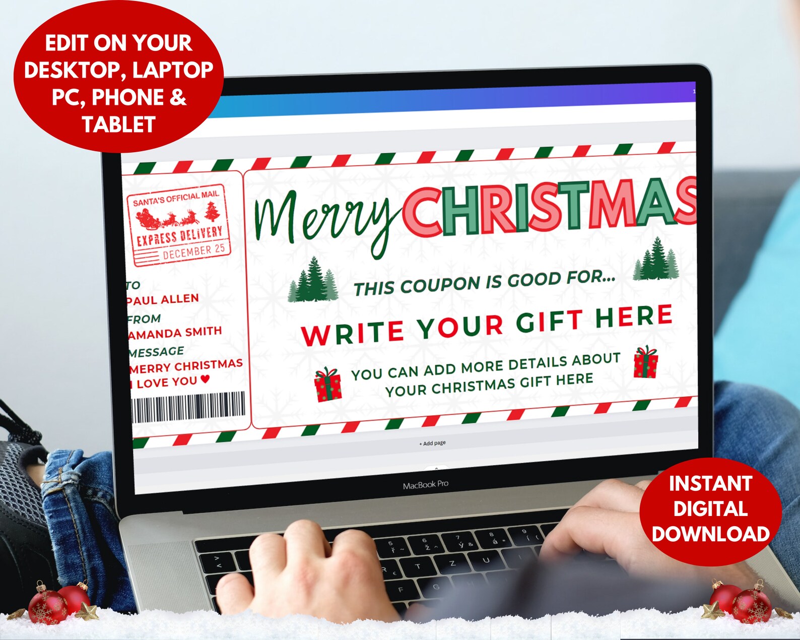 Printable Christmas Coupon Template Christmas Gift for Her - Etsy