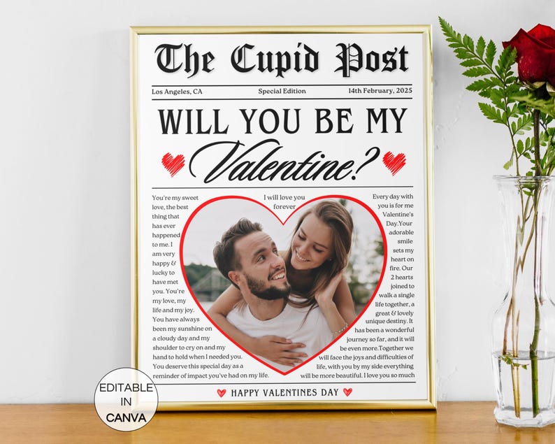 Valentines Day Cupid Newspaper, Printable Will You Be My Valentine ...