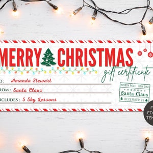 Druckbare Weihnachtsgeschenkgutscheine, bearbeitbare frohe Weihnachten Geschenkkartenvorlage, Weihnachtsgeschenk Canva Vorlage. TDS-08