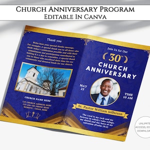 Church Anniversary Program Template Editable DIY Church Anniversary