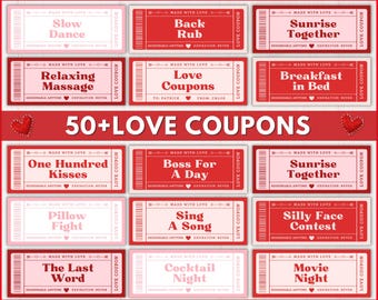 Love Coupons Book, Printable Valentines Love Coupon, Editable Canva Template