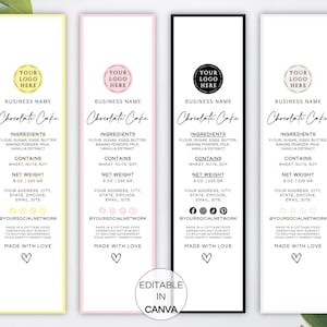 Mini Cake Tin Label, Editable Bakery Label, Printable Mini Loaf Cake Label, Cottage Law Bakery Sticker,Custom Bakery Business Canva Template