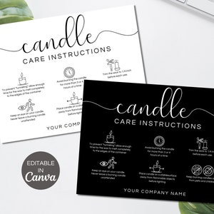 Wooden Wick Candle Safety Guide, Candle Care Card Template, Minimalist Wooden  Wick Candle Warning Instructions, Black & White, Instant M-001 