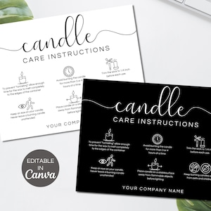 Wooden Wick Candle Safety Guide, Candle Care Card Template, Minimalist Wooden  Wick Candle Warning Instructions, Black & White, Instant M-001 