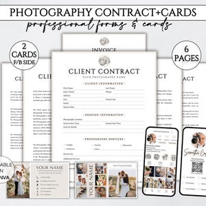 Photography Client Contract Template, Editable Photography Business Card, Photographer Instagram Business Card, Photo Bundle Canva Template