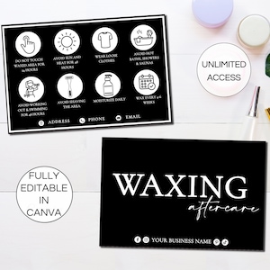 Editable Waxing Aftercare Cards Template, Wax Aftercare Card, Printable Hair Wax Care Card, Wax Business Care Card Canva Template. TDS-05