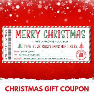 Certificado de regalo de Navidad, cupones de Navidad editables, idea de regalo de Navidad para mamá imprimible, plantilla de vale de Navidad de Canva. TDS-13