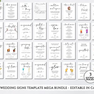 Minimalist Wedding Sign Bundle, Modern Wedding Signage Bundle, Editable Wedding Signs Canva Template, +100 Wedding Reception Signs Set image 4