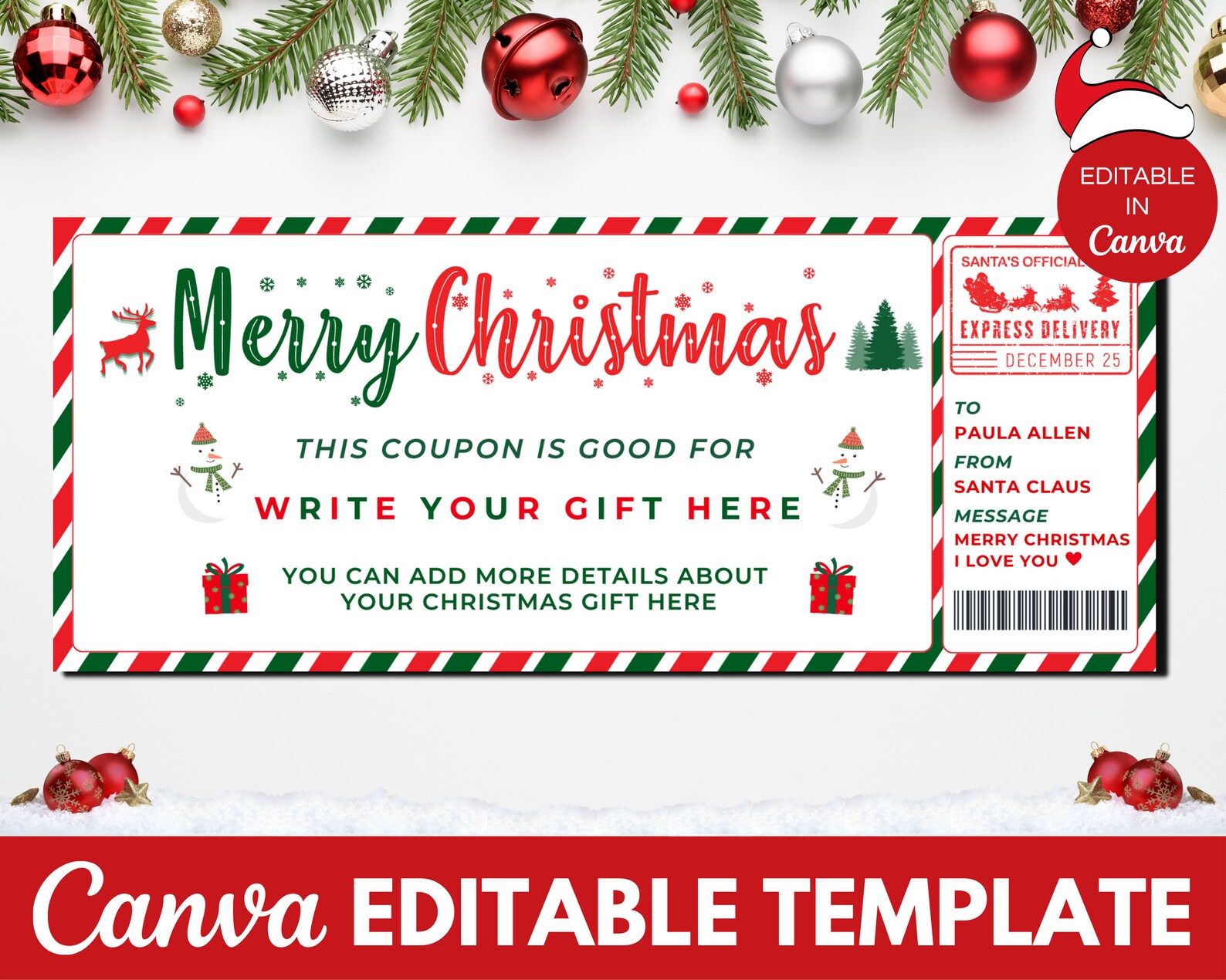 Printable Christmas Coupon Template Christmas Gift for Her Etsy Printable Christmas Coupon Template Christmas Gift for Her Etsy