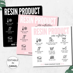 Editable Resin Care Card Template, Jewelry Product Instructions, Canva Digital Download