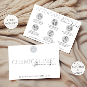 Chemical Peel Aftercare Cards, Editable Esthetician Cards, Printable Chemical Peel Care Instructions, Canva Esthetician Template. TDS-05