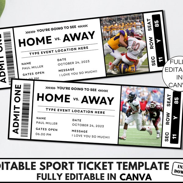 Editable Baseball Ticket Template Etsy