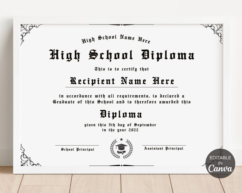 Editable High School Diploma Template Printable Homeschool - Etsy