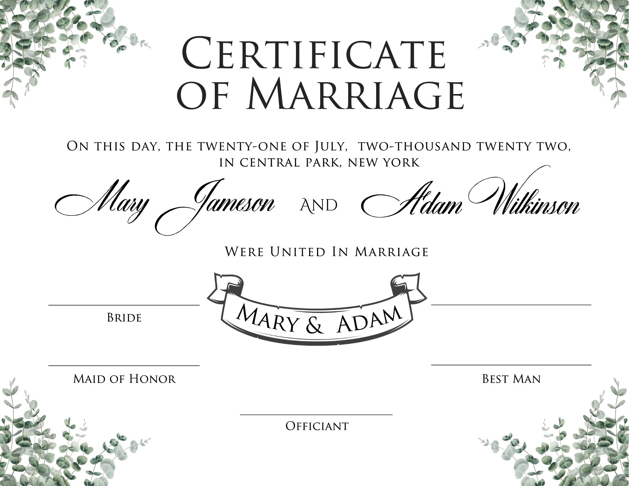 marriage-certificate-template-greenery-wedding-certificate-editable-canva-certificate-of-wedding-printable-wedding-keepsake-tds-10-etsy for Free Printable Fake Marriage Certificate Marriage Certificate Template, Greenery Wedding Certificate, Editable Canva Certificate of Wedding, Printable Wedding Keepsake. TDS-10 - Etsy for Free Printable Fake Marriage Certificate
