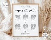 Small Wedding Seating Chart Sign, Minimalist WeddingReception Seating Charts Signage, Editable Canva Template