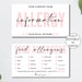 Editable Food Allergens Card Template, Printable Allergen Checklist ...