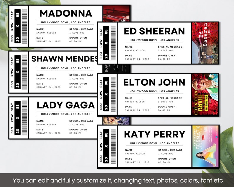 Concert Ticket Template Editable Event Ticket Canva Template Etsy