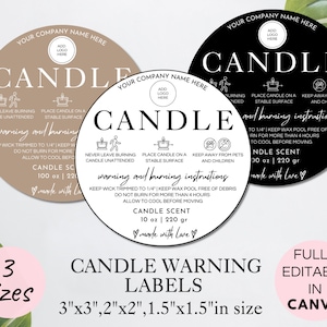 Editable Candle Warning Label Template, Printable Candle Warning Sticker, Candle Small Business Canva Template, Instant Download. TDS-06