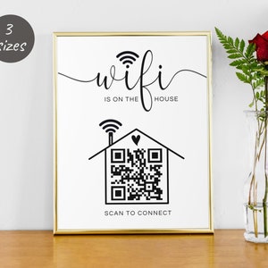 Wifi Sign QR Code Printable, Editable Hosting Wifi Sign Canva Template, Editable Hosting Signs, Free Wifi Sign, Instant Download. TDS-04