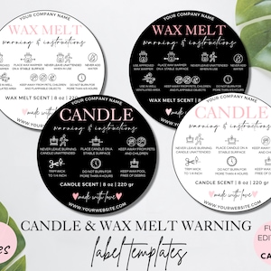 Wax Melt Safety Stickers Template: Minimalist Labels for Wax Melts