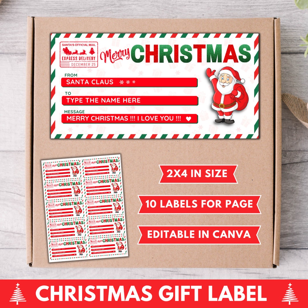 Christmas Gift Label Template Editable Santa Workshop Gift - Etsy