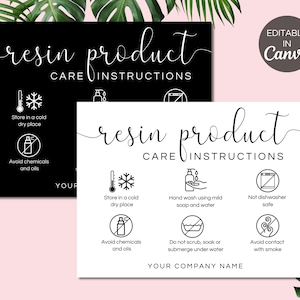 Resin Care Card Canva Template, Editable Resin Instructions Care Card, Printable Resin Product Care Guide, Digital Download. TDS-05