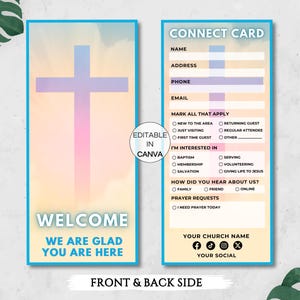 Church Connection Flyer Card Template, Editable Church Connect Cards, Edit In Canva
