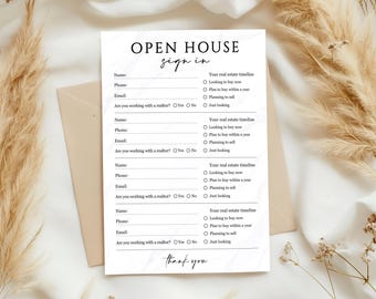 Open House Sign Form, Printable Realtor OpenHouse Materials, Editable Canva Template