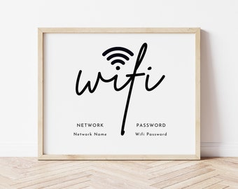 Wifi Password Sign Printable, Editable Free Wifi Sign Template, Small Business Sign Canva Template, 3 Sizes Wifi Sign QR Code. TDS-04