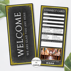 Cartão de conexão da igreja, cartão de conexão da igreja editável, cartão de boas-vindas da igreja para impressão, modelo de cartão de solicitação de oração da igreja Canva. TDS-10