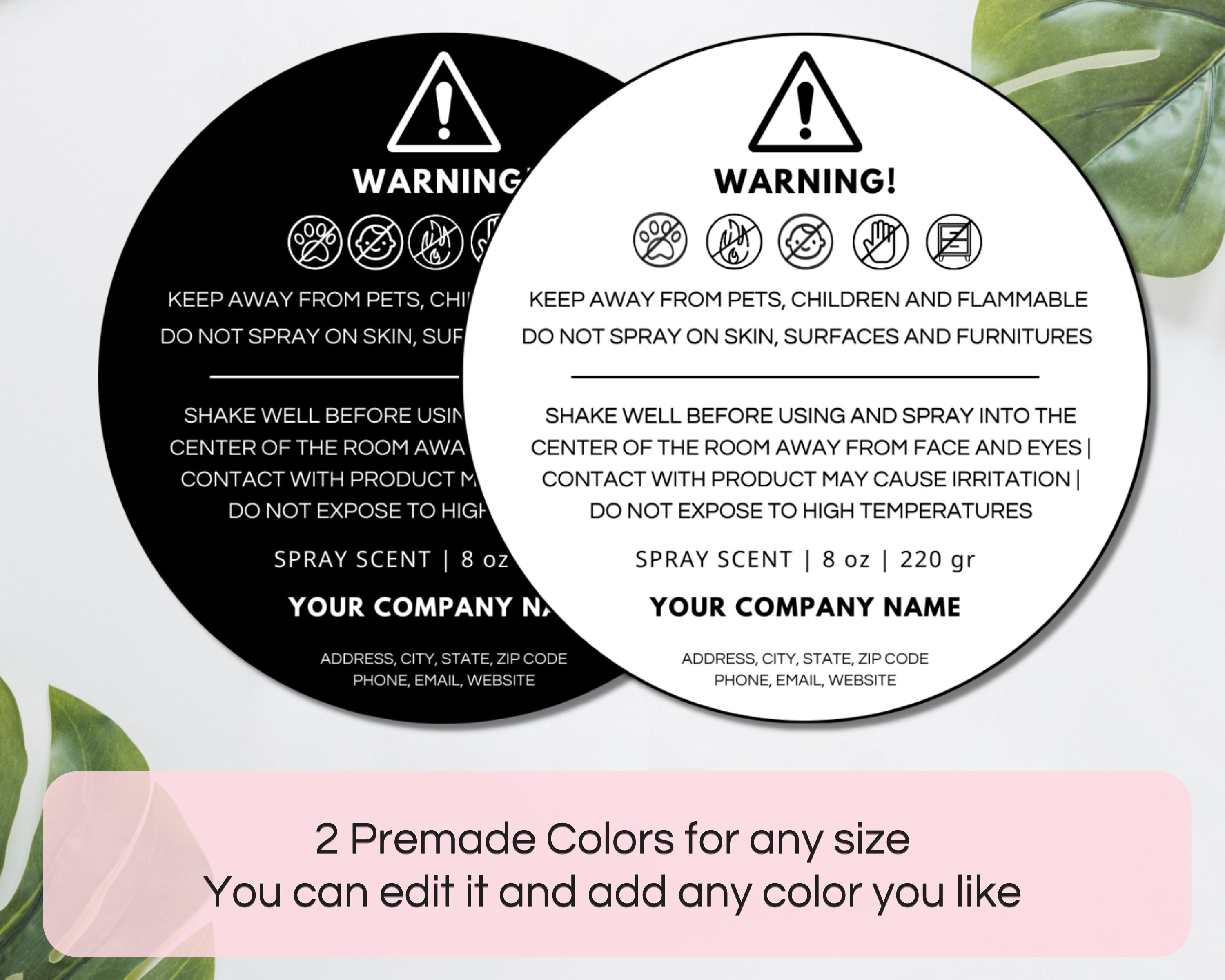 Room Spray Warning Label, Printable Spray Caution Safety Instructions ...