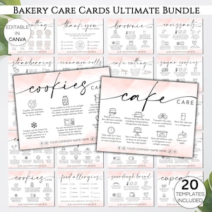 Bakery Business Care Cards Bundle, Editable Bakery Small Business Care Card Bundle, Cake Cookies Cupcake Care Card, 20 Templates. TDS-05
