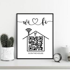 Wifi Sign QR Code Printable, Editable Wifi Password Sign, Wifi QR Code ...