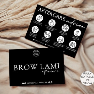 Brow Lamineren Nazorgkaarten, Bewerkbare Brows Lami Zorginstructies, Afdrukbare Client Care Card, Schoonheidssalon Schoonheidsspecialiste Template.TDS-05