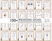 Minimalist Wedding Sign Bundle, Modern Wedding Signage Collection, +130 Canva Templates