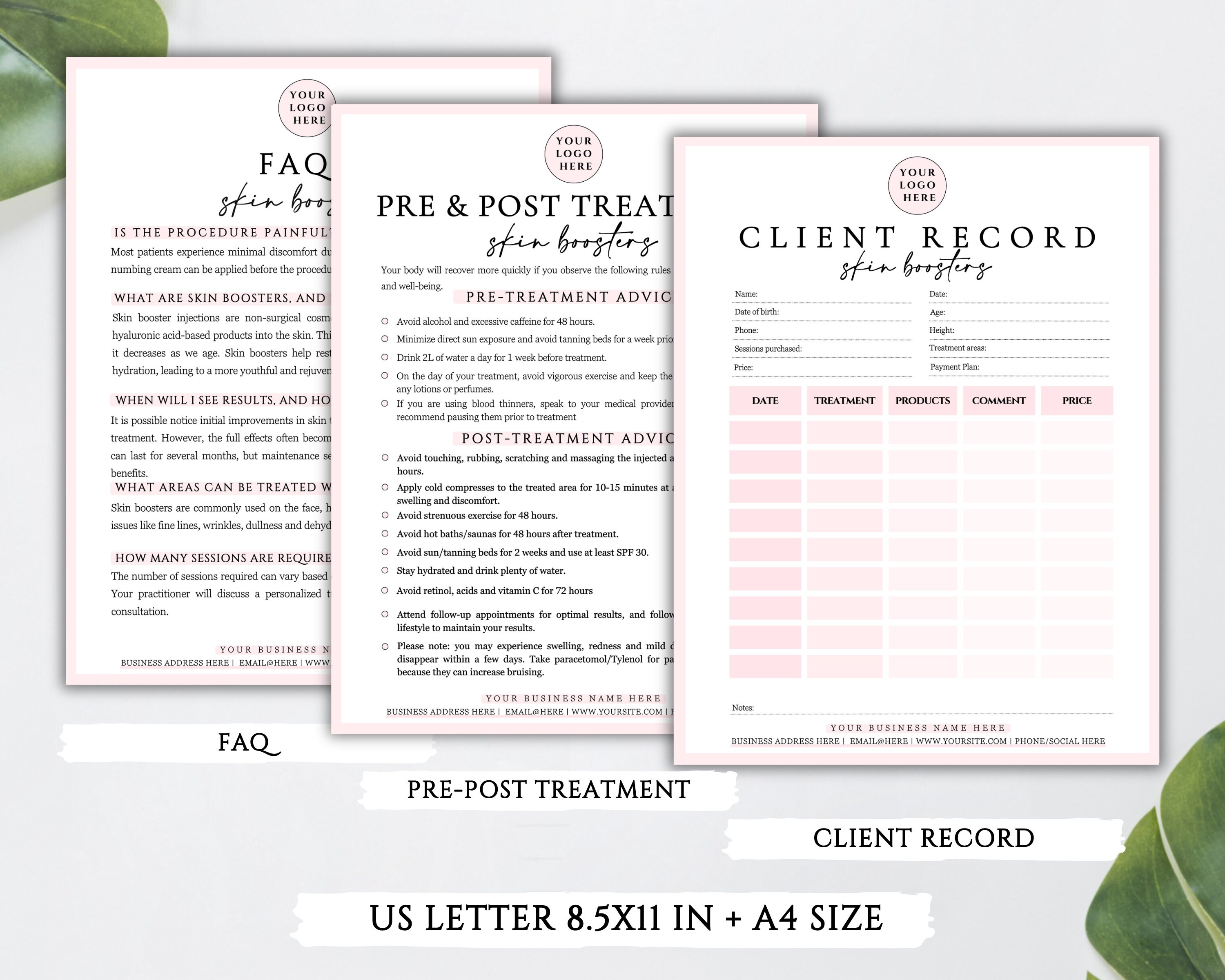 Skin Script Intake Form Skin Booster Client Intake Form Bundle, Editable Skin Injections ...