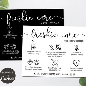 Bewerkbare Freshie Care Card-sjabloon, afdrukbare Freshie Care-instructies, Freshie-instructieskaart, kleine zakelijke zorgkaarten. TDS-05