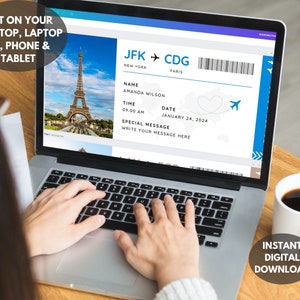 Bordkarte Canva Vorlage, bearbeitbares Bordticket, benutzerdefiniertes Flugticket, druckbare Überraschungsreise, sofortiger digitaler Download. TDS-13 Bild 5