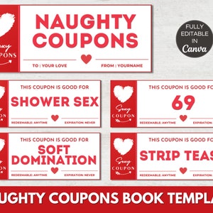 Naughty Coupons Template. Printable Naughty Coupon Book, Editable Sex ...