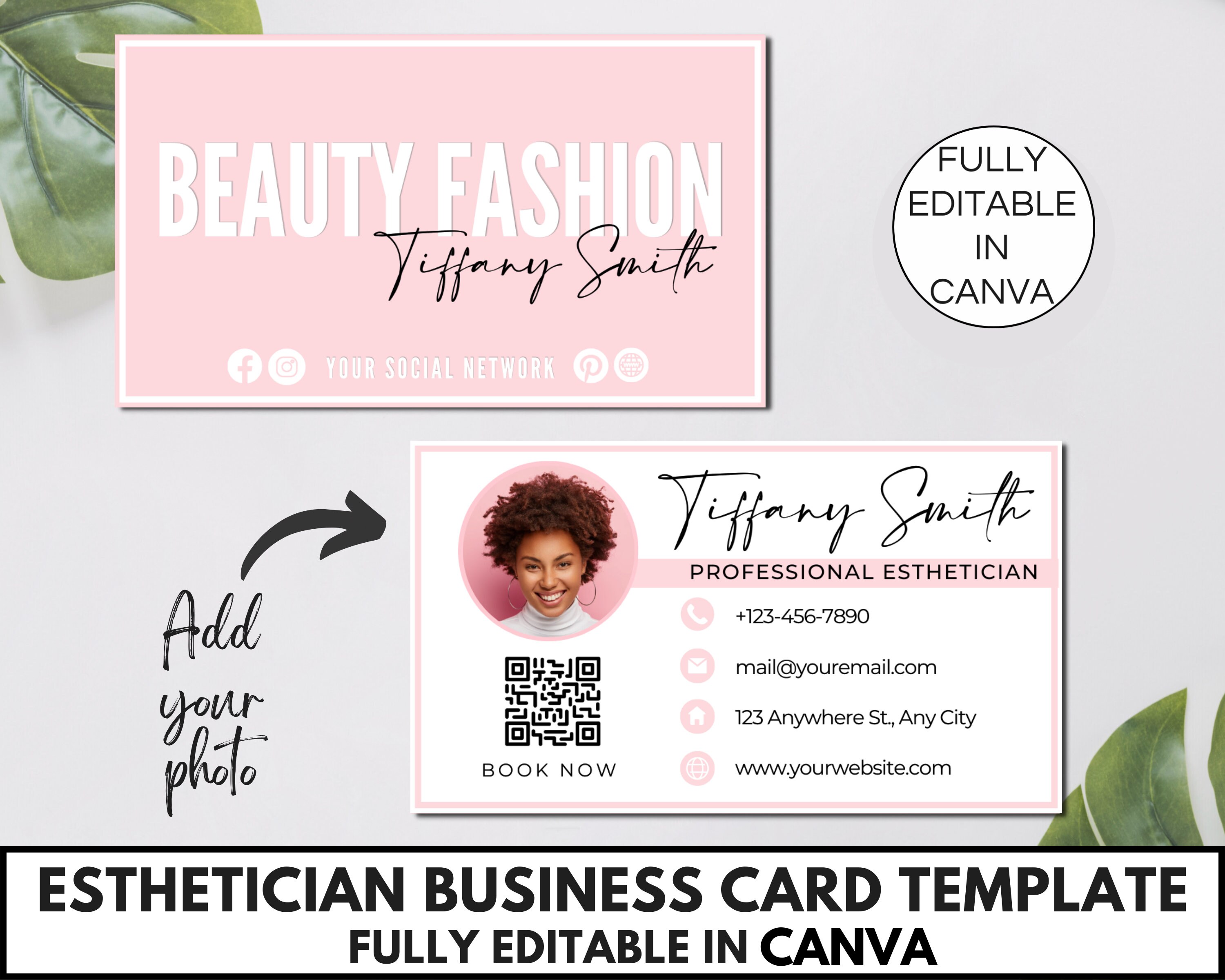 Esthetician Business Cards Template, Editable Lash Business Cards, Printable Business Card, Beauty Business Cards Canva Template. TDS-05