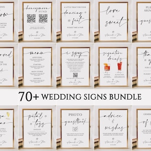 Minimalist Wedding Sign Bundle, Modern Wedding Signage Bundle, Editable Wedding Signs Canva Template, 70+ Wedding Reception Signs Set