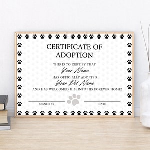 Editable Certificate Of Adoption Template, Printable Pet Adoption Party Certificate Template, Gotcha Day Certificate, Canva Template. TDS-09 image 7