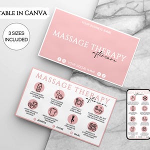 Bewerkbare Canva-kaartsjabloon massagetherapie nazorg, kaarten massagetherapie voor schoonheidsspecialiste, afdrukbare kaarten massagebedrijf schoonheidssalon