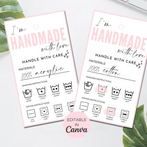 Im Handmade Editable Clothing Tag, Hang Tag Canva Template, Shirt ...