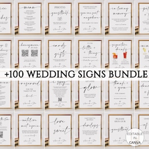 Minimalist Wedding Sign Bundle, Modern Wedding Signage Bundle, Editable Wedding Signs Canva Template, +100 Wedding Reception Signs Set image 12