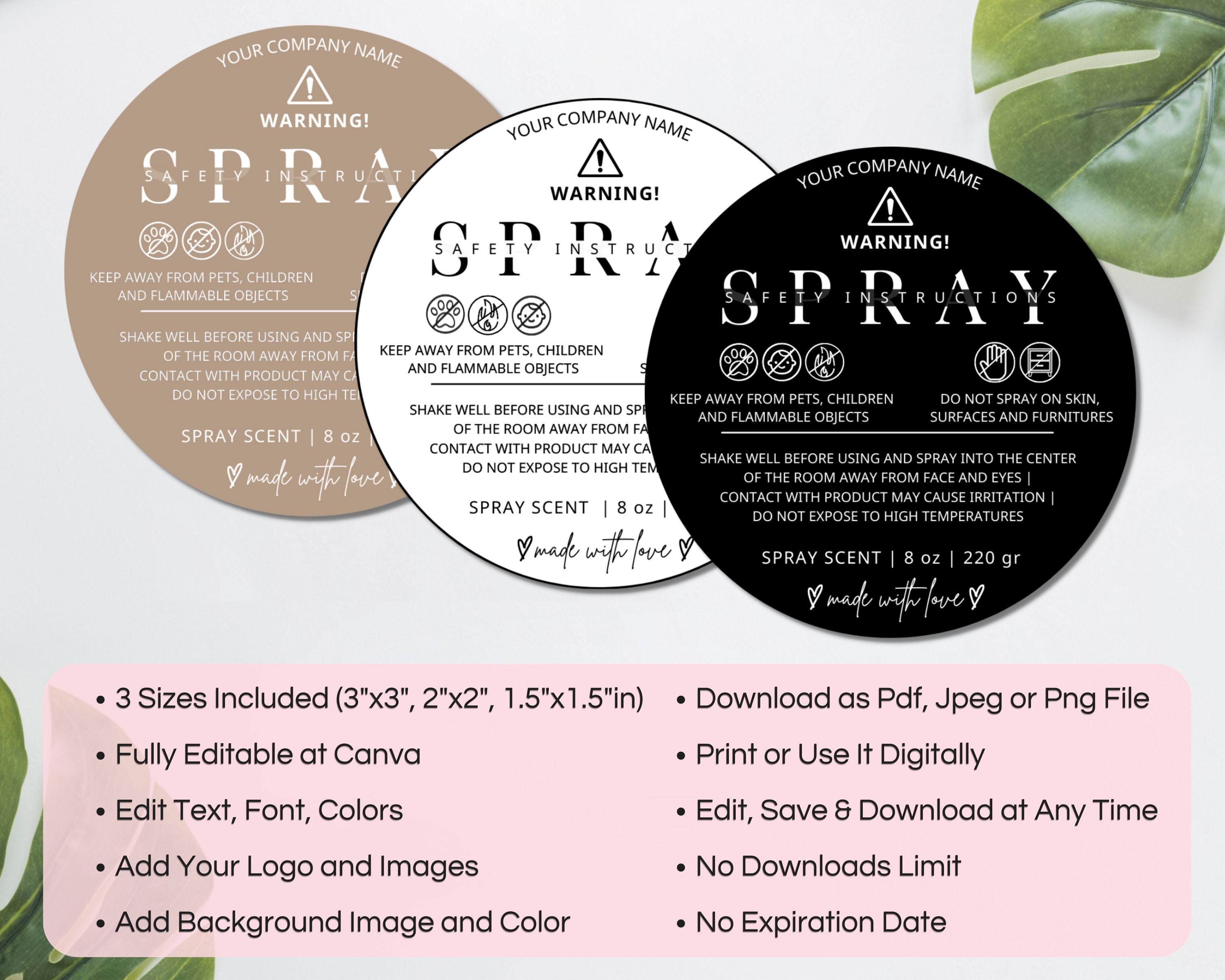 Room Spray Warning Label Template Editable Spray Caution Etsy Australia